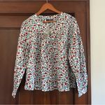 J.Crew Shirred Popover Top Rosewood Floral 100% Cotton Blouse NWT Flaw* Size L Photo 1