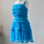 Vestique  Electric Blue Ruffle Mini Dress Medium Photo 3