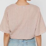 Topshop Cropped V Neck Stripe Buckle Faux Wrap Top
Elbow Sleeve Boho Sz 2 Photo 1