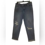 Style & Co NWT  Blue Beaded Embroidered Denim Distressed Boyfriend Jeans Size 8 Photo 1