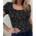 Ronni Nicole 90s Paisley Glitter Square Neck Top Photo 2