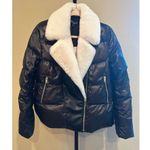 Generation Love Avila Faux Fur Puffer Jacket in Black/White Size M Photo 3