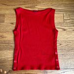 J.Crew Premium Ribbed Side-Button Cotton Pullover Red Top Women’s Size M Photo 1