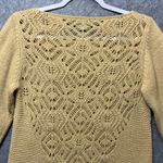 Bianca B Italy Open Knit Sweater L Tan Long Sleeve Wool Blend Scoop Neck Yellow Size L Photo 6