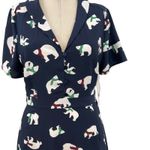 Modcloth  Susan Bee Anthony Dress Polar Bear Print Navy Blue White Size US 8‎ Photo 2