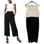 J.Crew Colorblocked Sleeveless Ruffle Jumpsuit Ivory Cream Black Plus Size 24 Photo 1
