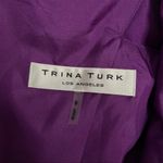 Trina Turk Silk Dress Womens Size 8 One Shoulder Beaded Belted Mini Party Purple Photo 7