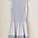 DRISCOLL Embroidered Crewneck Knit Mini Fit & Flare Dress White Blue Women's 0/2 Photo 1