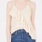 525 America NWT Ruffle Front Knit Tank Top Cream White Women’s Size Medium Photo 0