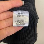 NWT BiBi Black Crochet Sleeves Cotton Blend Crewneck Ribbed Sweater Size‎ XL Photo 6