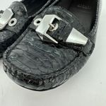 Stuart Weitzman Women’s Black Leather Snake Skin Loafers Buckle Photo 4