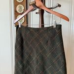 Vintage Wool Dark Green Grid Plaid Shin Length Aline Skirt Size 10 Photo 1