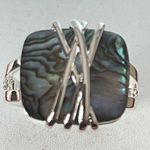 Silver Sparkle Allure Green Abalone Ring Size 9 Photo 2