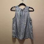 A New Day  Baby Blue Geometric Printed Chiffon Sleeveless Blouse Tank Top Sz Med Photo 1