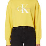 Calvin Klein Jeans Calvin Klein Bright Yellow Logo Sweatshirt Cotton Cropped Long Sleeve Tee Size M Photo 0