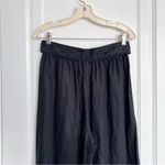 Free The Label • Monaco Pants black linen wide leg pleated ankle cropped Size M Photo 10