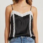 Vintage Black Satin Lace Tank Cami Photo 0