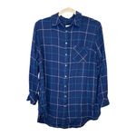 Ava & Viv Navy Blue Plaid Windowpane Button Down Shirt Casual Cozy Relaxed 1X Photo 1
