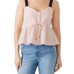 Sabina Musayev Jess Tank Top Seersucker Gingham Pink White Stripe Thick Straps M Photo 0