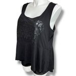 Torrid  Womens Tank Top Sleeveless Floral Heart Pattern Scoop Neck Pullover Black Photo 4