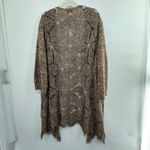 Boho Crochet Open Knit Fringe Cardigan Duster Neutral Ramie Cotton Layering 1X Brown Photo 6