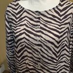 Tahari  100% Linen Zebra Print Button Front Tunic Top 1X Long Sleeve Lightweight Photo 2