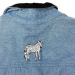 Vintage 100% Cotton Animal Print Denim Vest Size L Photo 4