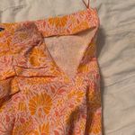 ZARA  Mini Skirt Womens Orange Floral Print Slit Pleated Front Casual Zip Large Photo 3