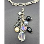 None Silver Tone Toggle Necklace Textured Link Multi Beaded Pendant Dangle Tassel 20" Photo 8