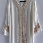 Raya Sun  Dress‎ Womens Size 3XL Cream Embroidered Boho Beachy Stretch Coverup Photo 0