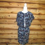 Saloni Silk Print Dress Blue Size 4 Photo 3