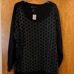 Lane Bryant Geometric Rhinestone Shirt Top Sweater Black Cotton Wool Blend 26-28 Photo 0