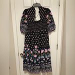 Anthropologie *** Dasha Smocked Black Floral Print Midi Dress Photo 15