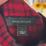 Ann Taylor mock neck red black plaid cotton blend sweater classic holiday top L Photo 6