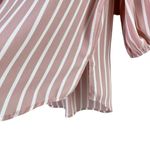 Adrianna Papell  V-Neck 3/4 Balloon Sleeve Crepe Blouse in‎ Pink White Stripes, S Photo 6