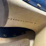 Veronica Beard  Dacey Denim Clogs Heels Studded Buckle Wood Blue Size 6‎ Photo 12