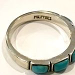 Sterling Silver  Turquoise Cabochon Inlay Band Ring Sz 8 Photo 6