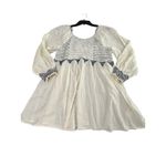 Free People  What A Feeling Tunic Top M Ivory‎ Boho Babydoll Hippie Retro #DD13-1 Photo 2