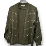 NWOT Le Serein Women's Green Striped Balloon Sleeve Cardigan Sz M Grandmacore Size M Photo 0