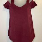 mm mm mm Burgundy Cold Shoulder Short Sleeve Top Size Small Photo 0