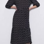 ZARA  black Polka Dot Midi Dress White bloggers favorite lightweight S Photo 0
