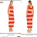 Zimmermann  Tank Bodycon Midi Dress in Coral & Shell Pink Rugby Stripe Size 0 Photo 5