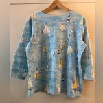 Talbots Vintage Sailboats and Sea printed 3/4th sleeve top large Photo 3