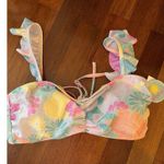 Island Soul Ruffle Bikini Pastel Yellow Pink Purple Floral Juniors Size XL Strappy Back NEW Photo 3