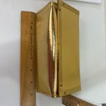 Tory Burch Gold Metallic Structured Clutch With Velvet Lining & Brass Details 2s Photo 5