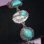 Turquoise Color and Silver Tone Boho Western Bracelet Blue Photo 2