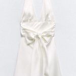 ZARA dress mini halter White satin Bow wedding party coctail bridal shower Photo 4