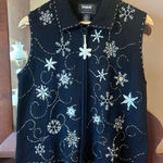 VTG Designs Original Studio 'Joy' Embroidered Snowflake Sweater Vest: Size LARGE Black Photo 0