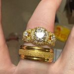 Elegant Gold over moissanite Women's Ring Set size 7 Photo 1