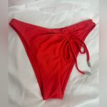 Red Carter  Bikini Bottom with Drawstring tie side Small NWOT Photo 0
